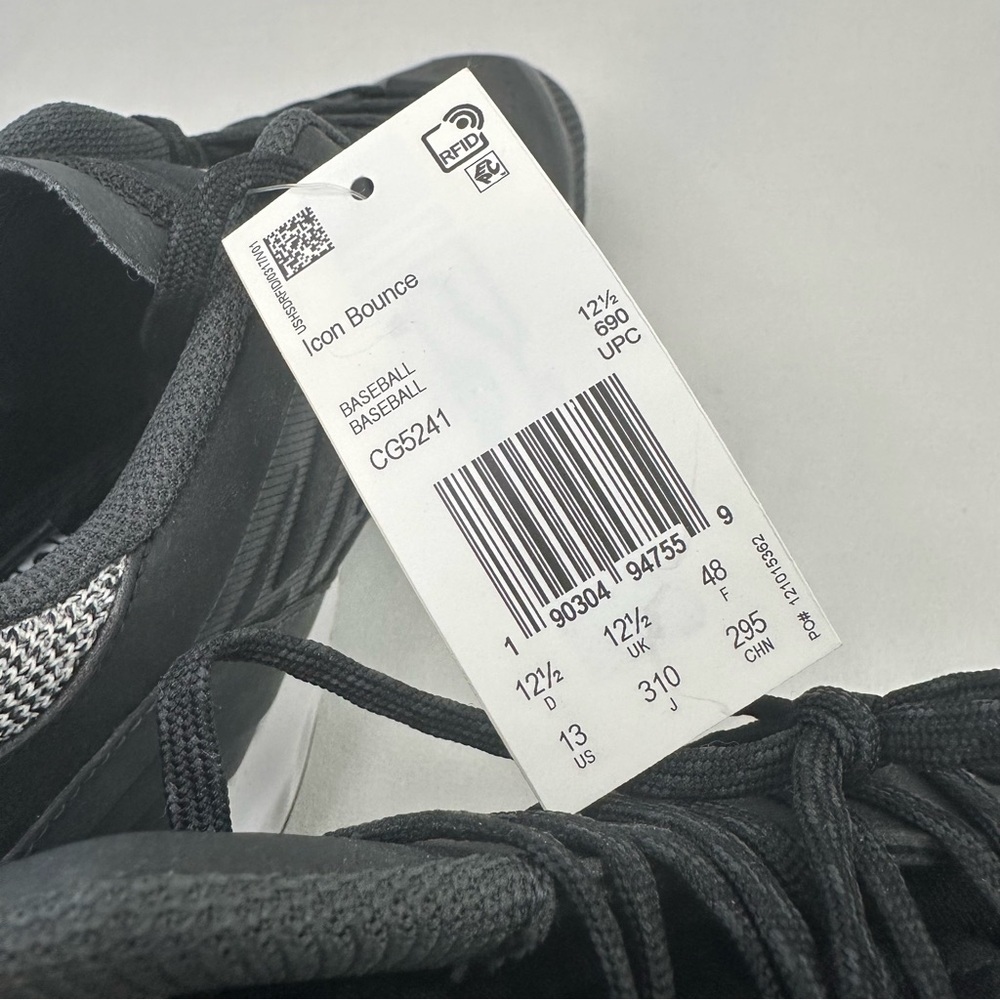 Adidas Men's Icon Bounce Baseball Cleats Black White 13 - Picture 8 of 9